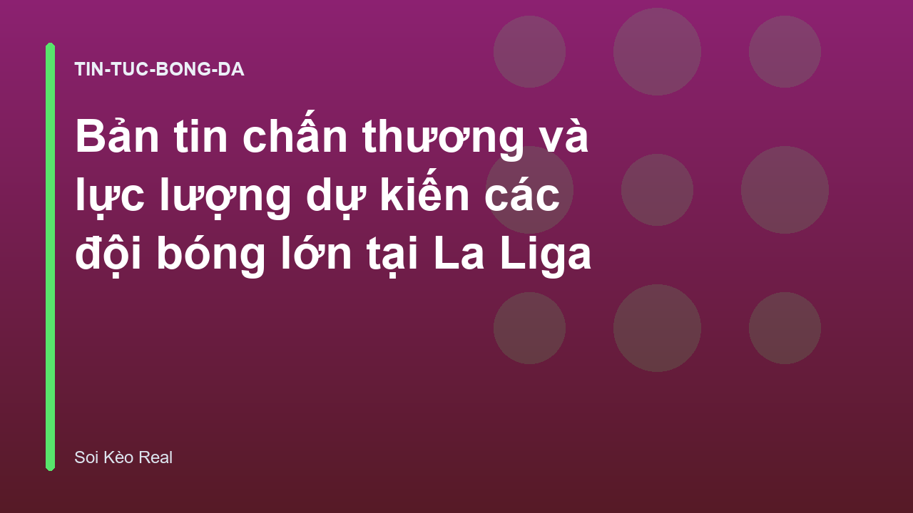 Bản tin chấn thương và lực lượng dự kiến các đội bóng lớn tại La Liga